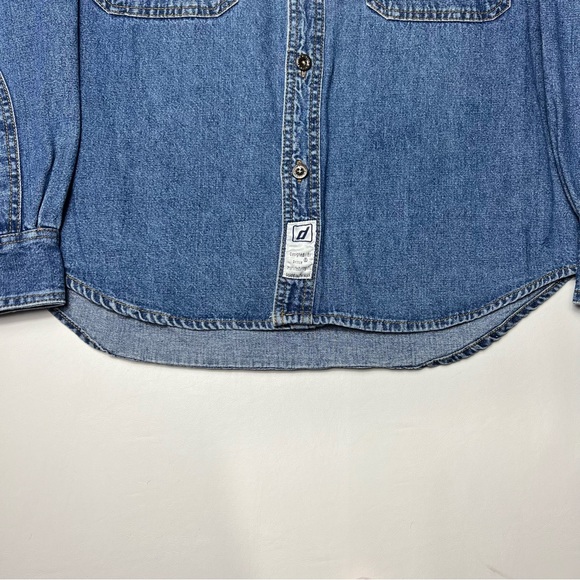 TopFit Rend-Top Retail Dept Blue Jean Denim Long Sleeve Shirt Men’s Size Medium - Picture 2 of 7